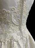 Vintage Wedding Dress 1950s 1940s Ball Gown V Neck Lace White Long Wedding Dresses Bridal Gowns Brides Gown HZ1214