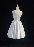 Cute Ball Gown Scoop White Tulle Short Mini Formal 8th Grade Homecoming Dresses Summer Middle School Hoco Dress Homecoming Outfits HZ1214