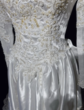 Retro Wedding Dress 1950s 1940s Ball Gown High Neck Lace White Long Sleeves Wedding Dresses Bridal Gowns Brides Gown HZ1214
