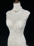 Vintage Wedding Dress 1950s 1940s Mermaid Scoop Lace White Long Wedding Dresses Bridal Gowns Brides Gown HZ1214