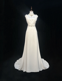 Vintage Wedding Dress 1950s 1940s A line V Neck Chiffon White Long Wedding Dresses Bridal Gowns Brides Gown HZ1214