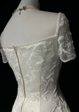 Retro Wedding Dress 1950s 1940s A line Square Neck Satin White Long Wedding Dresses Bridal Gowns Brides Gown HZ1214