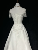 Retro Wedding Dress 1950s 1940s A line Square Neck Satin White Long Wedding Dresses Bridal Gowns Brides Gown HZ1214