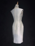 Modest Wedding Dress Sheath Scoop White Satin Summer Short Wedding Dresses Bride Dress Bridal Gowns HZ1214