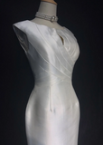 Modest Wedding Dress Sheath Scoop White Satin Summer Short Wedding Dresses Bride Dress Bridal Gowns HZ1214