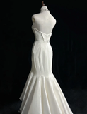 Vintage Wedding Dress 1950s 1940s Mermaid Sweetheart Satin White Long Wedding Dresses Bridal Gowns Brides Gown HZ1214