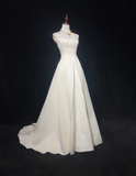 Retro Wedding Dress 1950s 1940s Ball Gown Strapless Satin Lace White Long Wedding Dresses Bridal Gowns Brides Gown HZ1214