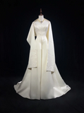 Retro Wedding Dress 1950s 1940s Ball Gown Strapless Satin Lace White Long Wedding Dresses Bridal Gowns Brides Gown HZ1214