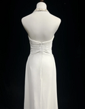 Vintage Wedding Dress 1970s A line Halter Chiffon White Long Wedding Dresses Bridal Gowns Elegant Brides Gown HZ1214