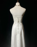 Vintage Wedding Dress 1970s High Low Strapless Lace White Long Wedding Dresses Bridal Gowns Elegant Brides Gown HZ1214