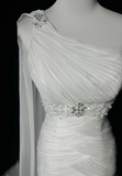 Retro Wedding Dress 1950s 1940s Mermaid One Shoulder Chiffon White Long Wedding Dresses Bridal Gowns Brides Gown HZ1214