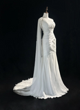 Retro Wedding Dress 1950s 1940s Mermaid One Shoulder Chiffon White Long Wedding Dresses Bridal Gowns Brides Gown HZ1214