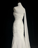 Retro Wedding Dress 1950s 1940s Mermaid One Shoulder Chiffon White Long Wedding Dresses Bridal Gowns Brides Gown HZ1214