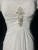 Vintage Wedding Dress 1970s A Line Scoop Neck Chiffon White Long Wedding Dresses Bridal Gowns Elegant Brides Gown HZ1214