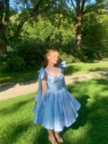 Fancy Short Hoco Dresses Ball Gown Spaghetti Straps Blue Mini Formal 8th Grade Homecoming Dresses Summer Middle School Homecoming Outfits HZ1214