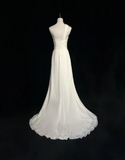 Retro Wedding Dress 1950s 1940s A Line One Shoulder Chiffon White Long Wedding Dresses Bridal Gowns Brides Gown HZ1214
