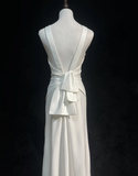 Vintage Wedding Dress 1970s A Line Scoop Neck Satin White Long Wedding Dresses Bridal Gowns Elegant Brides Gown HZ1214