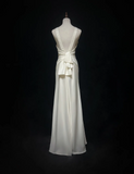 Vintage Wedding Dress 1970s A Line Scoop Neck Satin White Long Wedding Dresses Bridal Gowns Elegant Brides Gown HZ1214