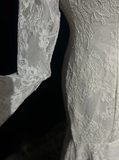 Vintage Wedding Dress 1970s Mermaid Scoop Neck Long Sleeves Lace White Long Wedding Dresses Bridal Gowns Elegant Brides Gown HZ1214