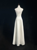 Vintage Wedding Dress 1970s A Line Spaghetti Straps Satin White Long Wedding Dresses Bridal Gowns Elegant Brides Gown HZ1214