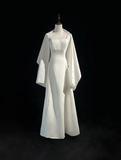 Vintage Wedding Dress 1970s A Line Spaghetti Straps Satin White Long Wedding Dresses Bridal Gowns Elegant Brides Gown HZ1214