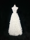 Vintage Wedding Dress 1970s Ball Gown Spaghetti Straps Tulle White Long Wedding Dresses Bridal Gowns Elegant Brides Gown HZ1214