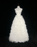 Vintage Wedding Dress 1970s Ball Gown Spaghetti Straps Tulle White Long Wedding Dresses Bridal Gowns Elegant Brides Gown HZ1214