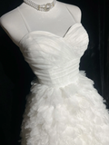 Vintage Wedding Dress 1970s Ball Gown Spaghetti Straps Tulle White Long Wedding Dresses Bridal Gowns Elegant Brides Gown HZ1214
