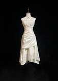 Vintage Wedding Dress 1970s High Low Strapless Lace Ivory Wedding Dresses Bridal Gowns Elegant Brides Gown HZ1214