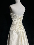 Vintage Wedding Dress 1970s High Low Strapless Lace Ivory Wedding Dresses Bridal Gowns Elegant Brides Gown HZ1214