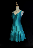 Cute Ball Gown V Neck Satin Short Mini Formal 8th Grade Homecoming Dresses Summer Middle School Hoco Dress Homecoming Outfits HZ1214