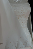 Vintage Wedding Dress 1970s Ball Gown Strapless Ivory Satin Wedding Dresses Bridal Gowns Elegant Brides Gown HZ1214
