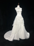 Vintage Wedding Dress 1970s Ball Gown Strapless Ivory Satin Wedding Dresses Bridal Gowns Elegant Brides Gown HZ1214