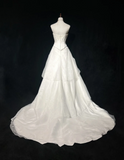Vintage Wedding Dress 1970s Ball Gown Strapless Ivory Satin Wedding Dresses Bridal Gowns Elegant Brides Gown HZ1214