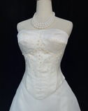 Vintage Wedding Dress 1970s Ball Gown Strapless Ivory Satin Wedding Dresses Bridal Gowns Elegant Brides Gown HZ1214