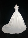Vintage Wedding Dress 1970s Ball Gown Off The Shoulder Satin White Long Wedding Dresses Bridal Gowns Elegant Brides Gown HZ1214