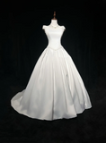 Vintage Wedding Dress 1970s Ball Gown Off The Shoulder Satin White Long Wedding Dresses Bridal Gowns Elegant Brides Gown HZ1214
