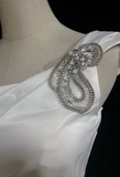 Retro Wedding Dress 1950s 1940s A Line One Shoulder Satin White Long Wedding Dresses Bridal Gowns Brides Gown HZ1214