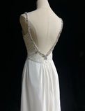 Retro Wedding Dress 1950s 1940s A Line Spaghetti Straps Chiffon White Long Wedding Dresses Bridal Gowns Brides Gown HZ1214