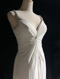 Retro Wedding Dress 1950s 1940s A Line Spaghetti Straps Chiffon White Long Wedding Dresses Bridal Gowns Brides Gown HZ1214