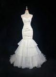 Retro Wedding Dress 1950s 1940s Mermaid Spaghetti Straps White Tulle Long Wedding Dresses Bridal Gowns Elegant Brides Gown HZ1214
