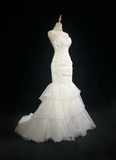 Retro Wedding Dress 1950s 1940s Mermaid Spaghetti Straps White Tulle Long Wedding Dresses Bridal Gowns Elegant Brides Gown HZ1214