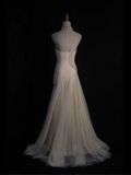 Retro Wedding Dress 1950s 1940s Mermaid One Shoulder White Tulle Long Wedding Dresses Bridal Gowns Elegant Brides Gown HZ1214