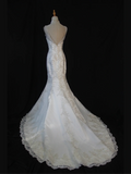 Vintage Wedding Dress 1970s Mermaid V Neck White Lace Long Wedding Dresses Bridal Gowns Elegant Brides Gown HZ1214