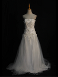 Vintage Wedding Dress 1970s Ball Gown Strapless White Tulle Wedding Dresses Bridal Gowns Elegant Brides Gown HZ1214