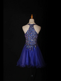 Cute A Line Spaghetti Straps Royal Blue Tulle Formal 8th Grade Homecoming Dresses Summer Middle School Hoco Dress Homecoming Outfits HZ1214