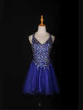 Cute A Line Spaghetti Straps Royal Blue Tulle Formal 8th Grade Homecoming Dresses Summer Middle School Hoco Dress Homecoming Outfits HZ1214