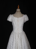 Vintage Wedding Dress 1970s Ball Gown Square Neck White Lace Wedding Dresses Bridal Gowns Elegant Brides Gown HZ1214