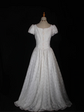 Vintage Wedding Dress 1970s Ball Gown Square Neck White Lace Wedding Dresses Bridal Gowns Elegant Brides Gown HZ1214