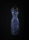 Cute Sheath One Shoulder Navy Blue Sequin Formal 8th Grade Homecoming Dresses Summer Middle School Hoco Dress Homecoming Outfits HZ1214